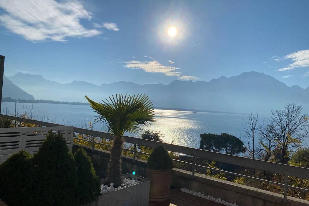 Studio Vue Panoramique Sur Le Lac Leman Veytaux Luaran gambar